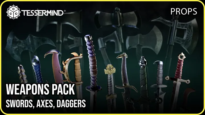 Weapons Pack — Swords, Axes, Daggers — FAB listing artwork